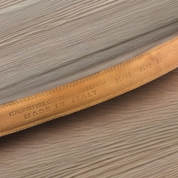 Italian Leather Belt with Brass Buckle Brown 34/85 - Picture 4 of 13
